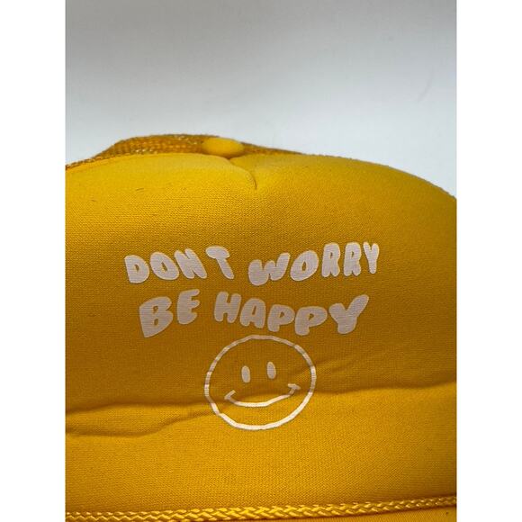 OTTO Men's Yellow Don't Worry Be Happy Graphic Mesh Trucker Snapback Hat SZ OS - Picture 5 of 8